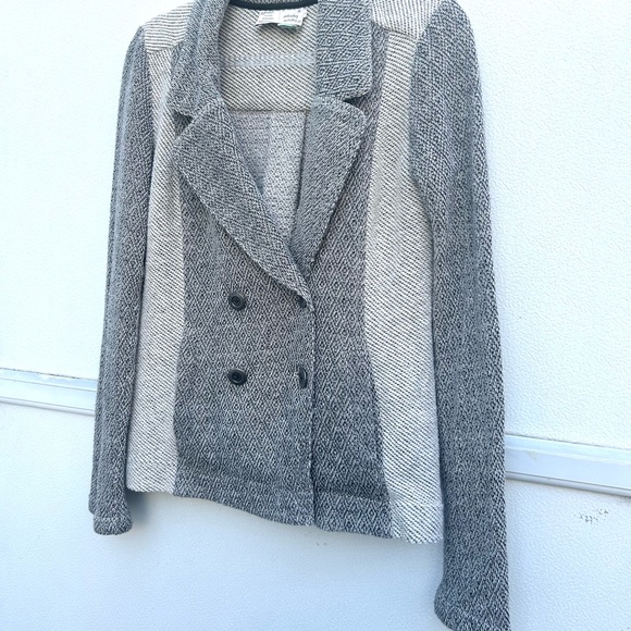 Anthropologie Saturday Sunday Blazer Women XS Gray Tweed Knit Cotton Equestrian - Picture 8 of 14